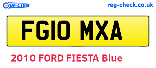 FG10MXA are the vehicle registration plates.