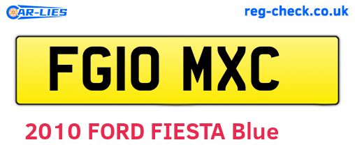 FG10MXC are the vehicle registration plates.