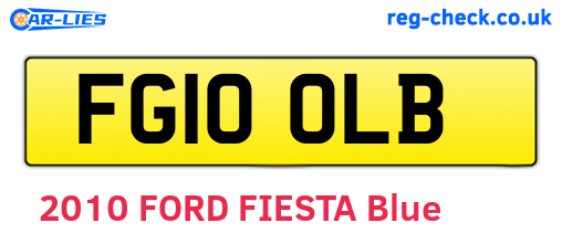 FG10OLB are the vehicle registration plates.