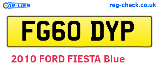 FG60DYP are the vehicle registration plates.