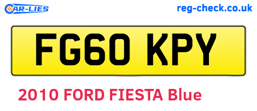 FG60KPY are the vehicle registration plates.