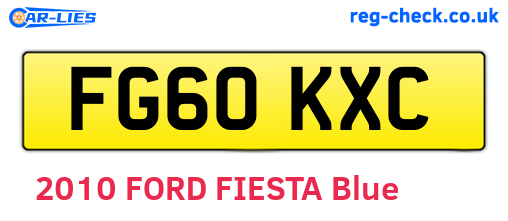 FG60KXC are the vehicle registration plates.
