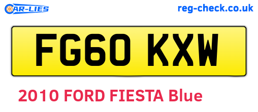 FG60KXW are the vehicle registration plates.