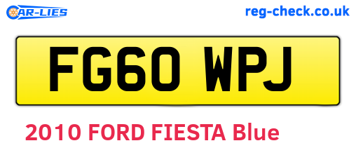 FG60WPJ are the vehicle registration plates.