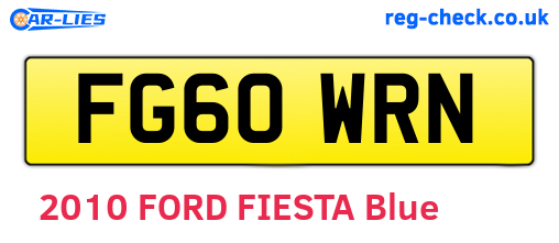 FG60WRN are the vehicle registration plates.