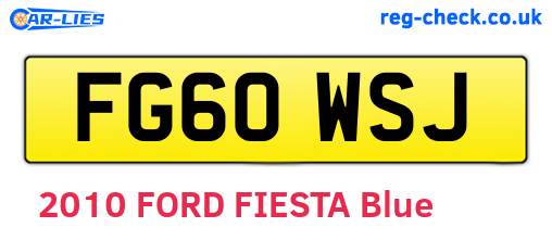 FG60WSJ are the vehicle registration plates.