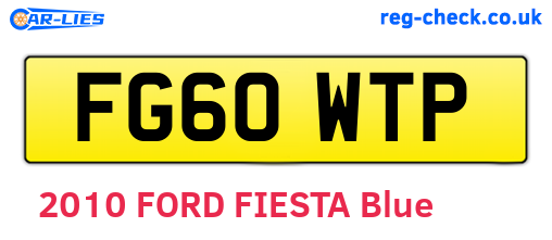 FG60WTP are the vehicle registration plates.