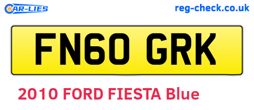 FN60GRK are the vehicle registration plates.