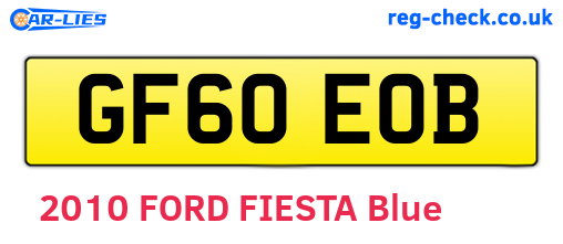 GF60EOB are the vehicle registration plates.