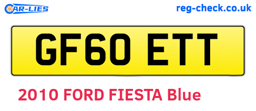 GF60ETT are the vehicle registration plates.