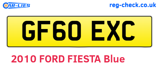 GF60EXC are the vehicle registration plates.