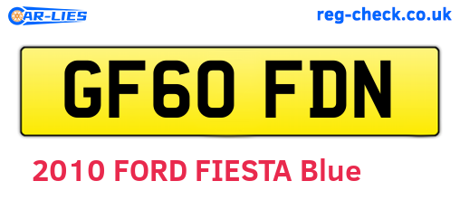 GF60FDN are the vehicle registration plates.