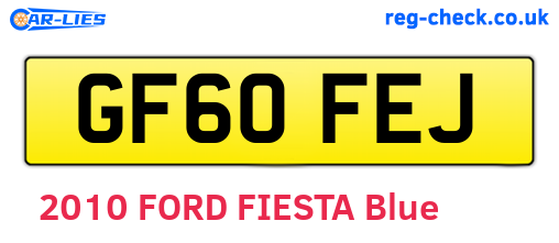 GF60FEJ are the vehicle registration plates.