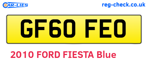 GF60FEO are the vehicle registration plates.