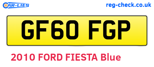 GF60FGP are the vehicle registration plates.