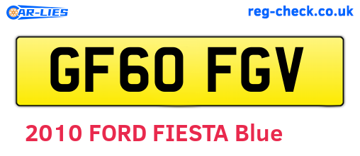 GF60FGV are the vehicle registration plates.