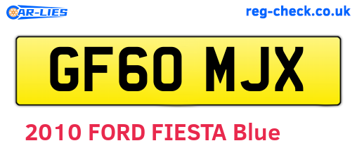 GF60MJX are the vehicle registration plates.