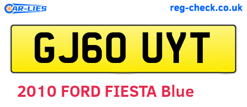 GJ60UYT are the vehicle registration plates.