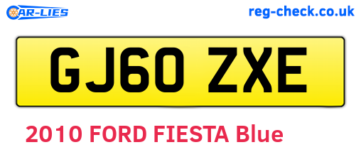 GJ60ZXE are the vehicle registration plates.