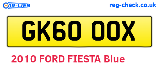 GK60OOX are the vehicle registration plates.