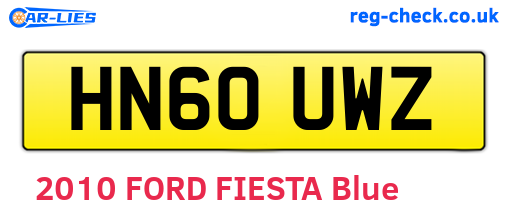 HN60UWZ are the vehicle registration plates.