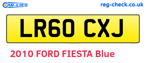 LR60CXJ are the vehicle registration plates.