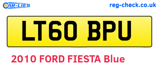 LT60BPU are the vehicle registration plates.