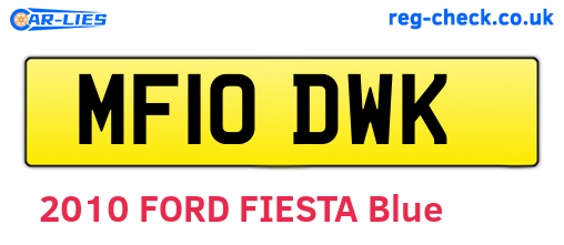MF10DWK are the vehicle registration plates.