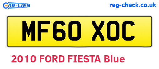 MF60XOC are the vehicle registration plates.