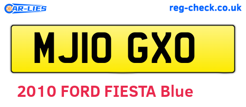 MJ10GXO are the vehicle registration plates.
