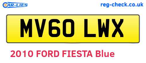 MV60LWX are the vehicle registration plates.