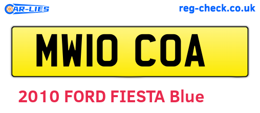 MW10COA are the vehicle registration plates.