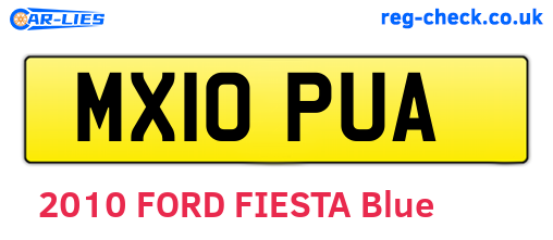 MX10PUA are the vehicle registration plates.