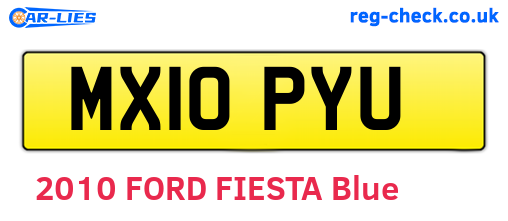 MX10PYU are the vehicle registration plates.