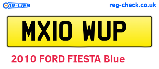 MX10WUP are the vehicle registration plates.