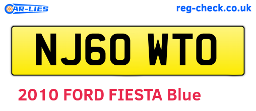 NJ60WTO are the vehicle registration plates.