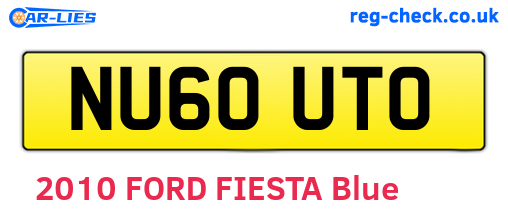 NU60UTO are the vehicle registration plates.