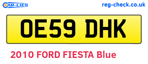 OE59DHK are the vehicle registration plates.
