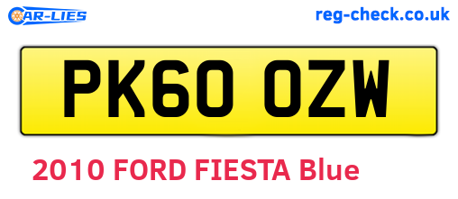 PK60OZW are the vehicle registration plates.