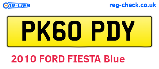 PK60PDY are the vehicle registration plates.
