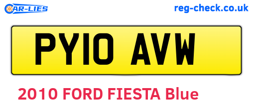PY10AVW are the vehicle registration plates.