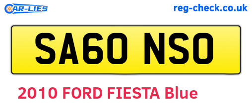 SA60NSO are the vehicle registration plates.