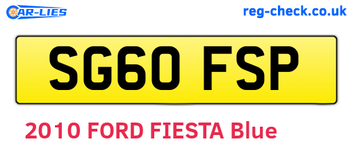 SG60FSP are the vehicle registration plates.