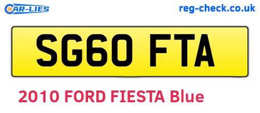 SG60FTA are the vehicle registration plates.