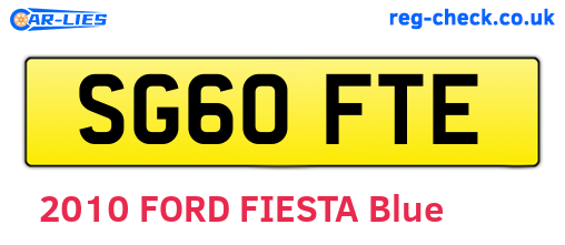 SG60FTE are the vehicle registration plates.