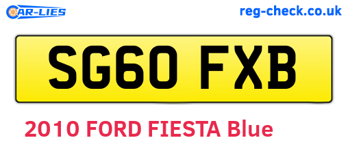 SG60FXB are the vehicle registration plates.