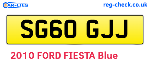 SG60GJJ are the vehicle registration plates.