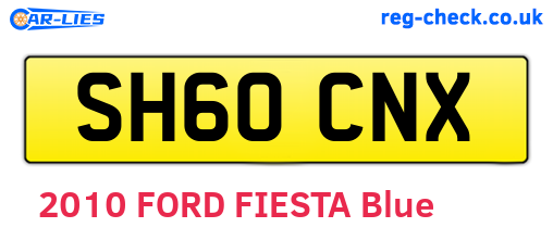 SH60CNX are the vehicle registration plates.