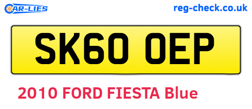 SK60OEP are the vehicle registration plates.