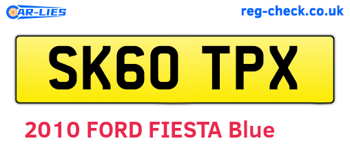 SK60TPX are the vehicle registration plates.